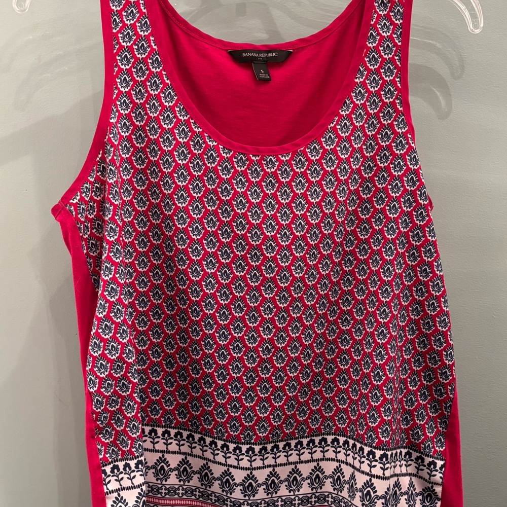 Banana Republic Pink and Black Patterned Tank Top